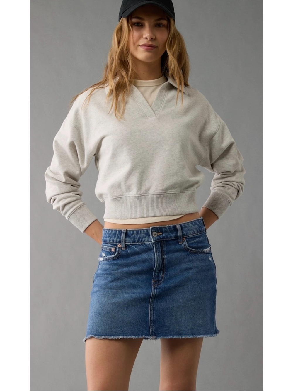 NWT American Eagle AE Stretch High-Waisted Perfect Denim Mini Skirt - Size 6